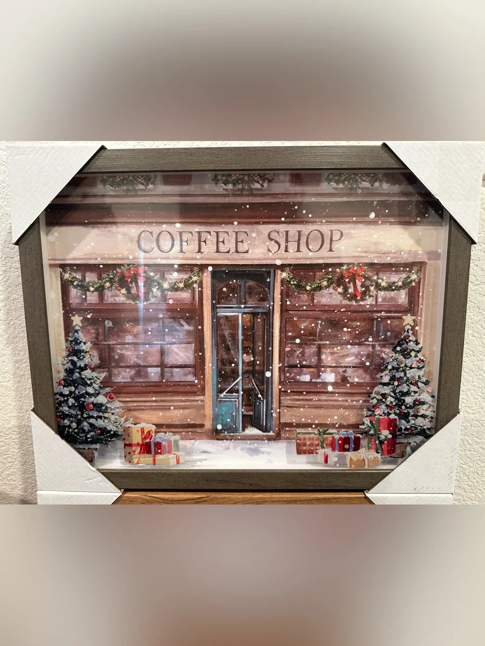 SET OF 2! Winter Coffee Shop & Christmas Candy Shop Shadow Box Wall Art Pictures